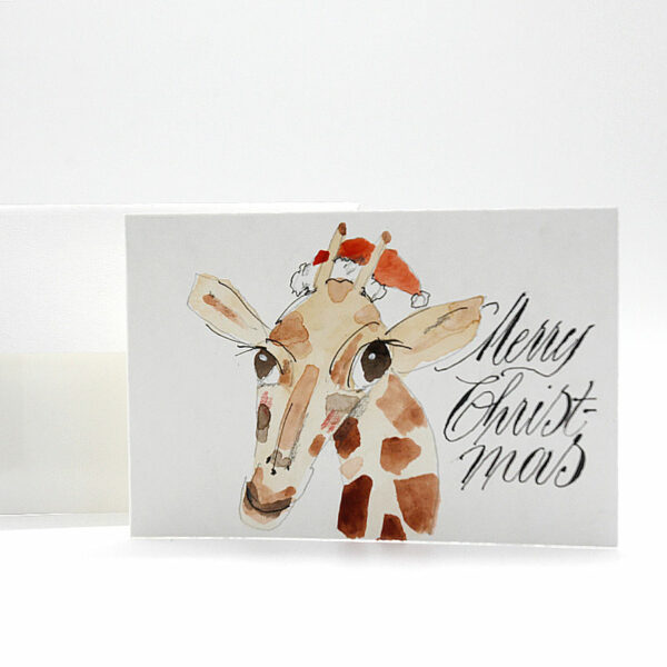 Weihnachtskarte mit Giraffe