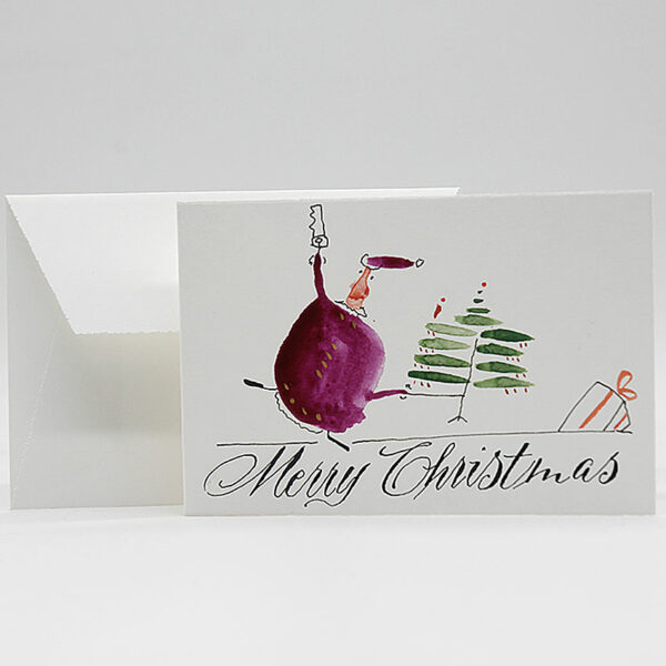 Originelle Weihnachtskarte mit happy Weihnachtsmann