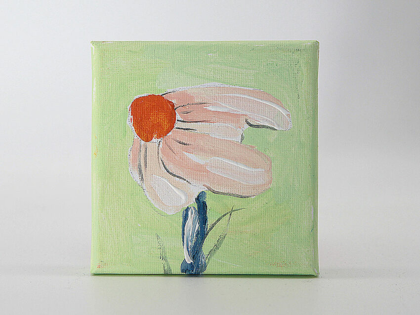 Miniatur-Malerei: Blumenblüte im Wind