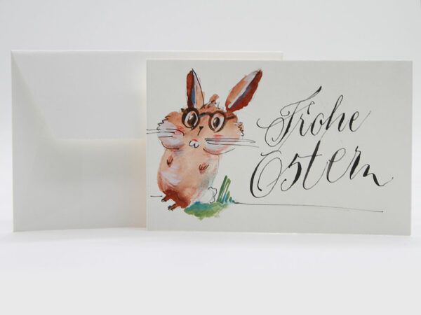 Lustige Osterkarte: Süßer Hamsterhase mit Brille
